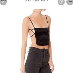 AYAI inspired Backless Strappy Silk Raw Edge Tank